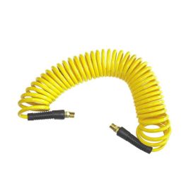 Interstate Pneumatics HR14-015 Yellow Polyurethane Recoil Hose 1/4 Inch x 15 feet Solid Fittings