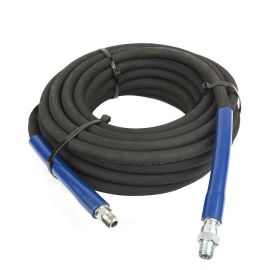Interstate Pneumatics PW7201 Steel Braid Black Rubber Pressure Washer Hose, 3/8 Inch x 50 ft with 3/8 Inch MNPT Fittings, 4000 PSI