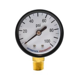 Interstate Pneumatics G2012-100 Regular Air Pressure Gauge 100 PSI 2 Inch Diameter 1/4 Inch NPT Bottom Mount