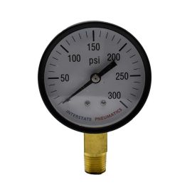 Interstate Pneumatics G2022-300 Pressure Gauge 300 PSI 2 -1/2 Inch Diameter 1/4 Inch NPT Bottom Mount