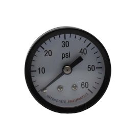 Interstate Pneumatics G2101-060 Pressure Gauge 60 PSI 1 -1/2 Inch Diameter 1/8 Inch NPT Rear Mount