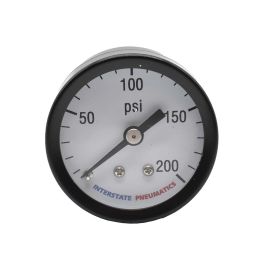 Interstate Pneumatics G2101-200 200 PSI 1 -1/2 Inch Diameter 1/8 Inch NPT Rear Mount Pressure Gauge