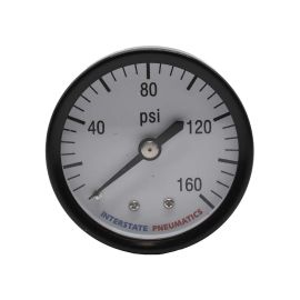 Interstate Pneumatics G2112-160 Pressure Gauge 160 PSI 2 Inch Diameter 1/4 Inch NPT Rear Mount