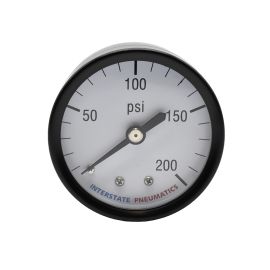 Interstate Pneumatics G2112-200 200 PSI 2 Inch Diameter 1/4 Inch NPT Rear Mount Pressure Gauge