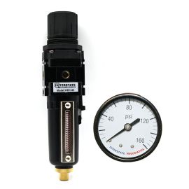 Interstate Pneumatics WB1340 Standard Filter/Regulator Combo – 1/4" NPT, Metal Bowl, 0-125 PSI