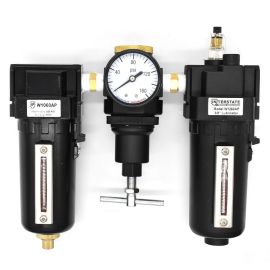 Interstate Pneumatics WC1061GP Standard Filter/Regulator/Lubricator Combo – 3/8" NPT, T-Handle, Metal Body, 0 – 125 PSI
