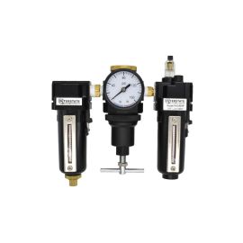 Interstate Pneumatics WC1081GP Standard Filter/Regulator/Lubricator Combo – 1/2" NPT, T-Handle, Metal Body, 0 – 125 PSI