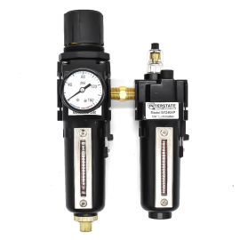 Interstate Pneumatics WC1341AGP Piggyback Filter/Regulator/Lubricator Combo – 1/4" NPT, Metal Body, 0 – 125 PSI