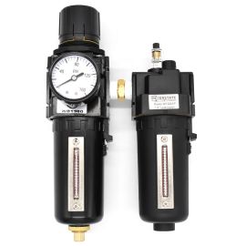 Interstate Pneumatics WC1381AGP Piggyback Filter/Regulator/Lubricator Combo – 1/2" NPT, Metal Body, 0 – 125 PSI