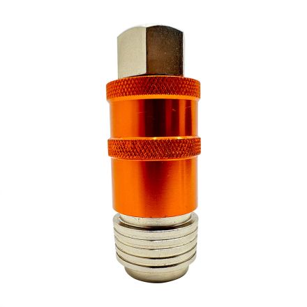 Interstate Pneumatics CG440-5O-D Universal Safety Exhaust Quick-Connect Coupler - 1/4 Inch Female NPT (Orange Color)