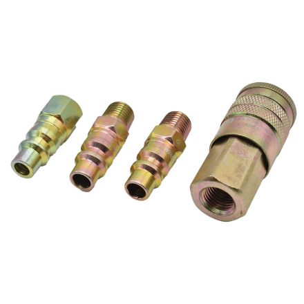 Interstate Pneumatics CH466-D 4-Piece Steel Coupler/Plug Kit - 3/8 Inch Industrial