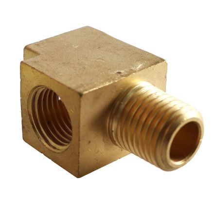 Interstate Pneumatics CPT44 Straight Tee Brass Compressor Fitting 1/4 Inch MPT (1) x 1/4 Inch FPT (2)