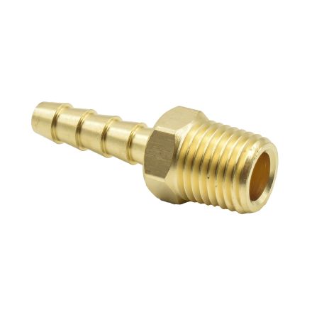 Interstate Pneumatics FM44 Brass Hose Barb Fitting, Connector, 1/4 Inch Barb X 1/4 Inch NPT Male End