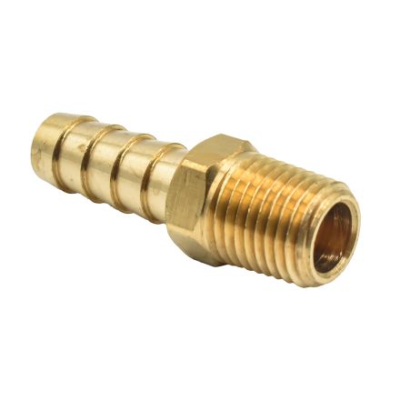Interstate Pneumatics FM46 Brass Hose Barb Fitting, Connector, 3/8 Inch Barb X 1/4 Inch NPT Male End