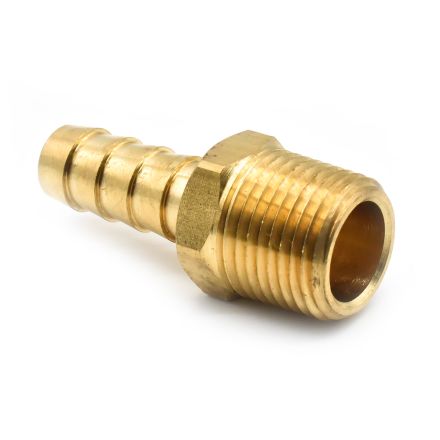Interstate Pneumatics FM65 Brass Hose Barb Fitting, Connector, 5/16 Inch Barb X 3/8 Inch NPT Male End