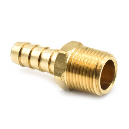 Interstate Pneumatics FM66 Brass Hose Barb Fitting, Connector, 3/8 Inch Barb X 3/8 Inch NPT Male End