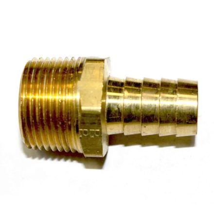 Interstate Pneumatics FM98 Brass Hose Barb Fitting, Connector, 1/2 Inch Barb X 3/4 Inch NPT Male End