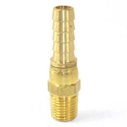 Interstate Pneumatics FMS146 Brass Hose Fitting, Connector, 3/8 Inch Swivel Barb x 1/4 Inch Male NPT End