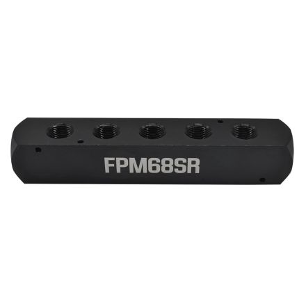 Interstate Pneumatics FPM68SR 1/2 Inch FPT x 3/8 Inch FPT Aluminum Rectangle Large Manifold - 2 Inlet - 5 Outlets