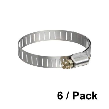 Interstate Pneumatics H580-6PK 1/4 Inch to 5/8 Inch Adjustable Stainless Steel Metal Band Radiator Hose Clamp - Pack of 6