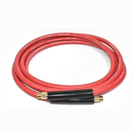 Interstate Pneumatics HA44-012ES 1/4 Inch x 12 ft Red Rhino Rubber Hose WP 300 PSI (1/4 Inch Male Swivel Barb Connector)