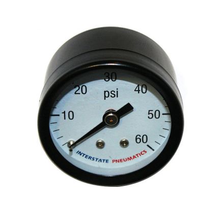 Interstate Pneumatics G2101-060 Pressure Gauge 60 PSI 1 -1/2 Inch Diameter 1/8 Inch NPT Rear Mount