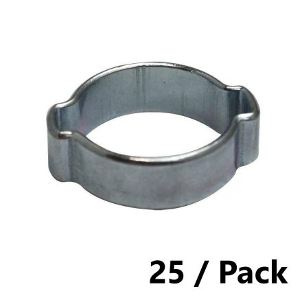 Interstate Pneumatics H609-25K Double Ear Steel Hose Clamp Zinc Plated 7-9 mm - 25 Pack