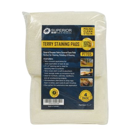 Interstate Pneumatics PT705 3 Inch x 4 Inch Terry Staining Pads -100% Cotton (Pack of 4)