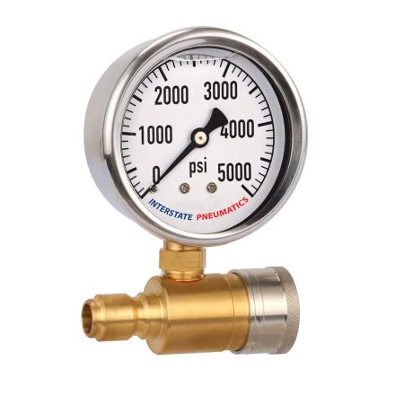 Interstate Pneumatics PW7167 2-1/2 Inch Pressure Washer Pressure Gauge Kit 3/8 Inch Quick Connect 0-5000 PSI