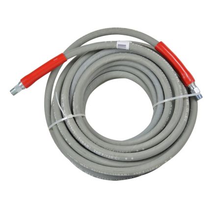Interstate Pneumatics PW7209 Double Braided Grey Rubber Hose 3/8 Inch x 100ft with 3/8 Inch MNPT Fitting - Working Pressure 6000 PSI 