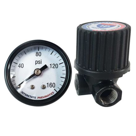 Interstate Pneumatics WR1120G-D 1/4 Inch In-Line Compact - Economy Air Regulator with Gauge (Flow: Left to Right)