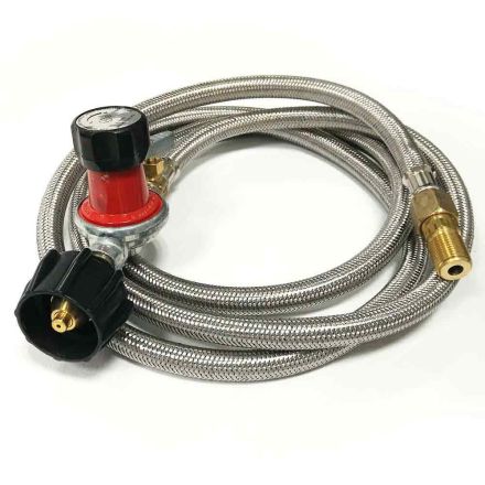 Interstate Pneumatics WRP-6 Propane Regulator Assembly with 6 ft Steel Braided Hose and Fitting